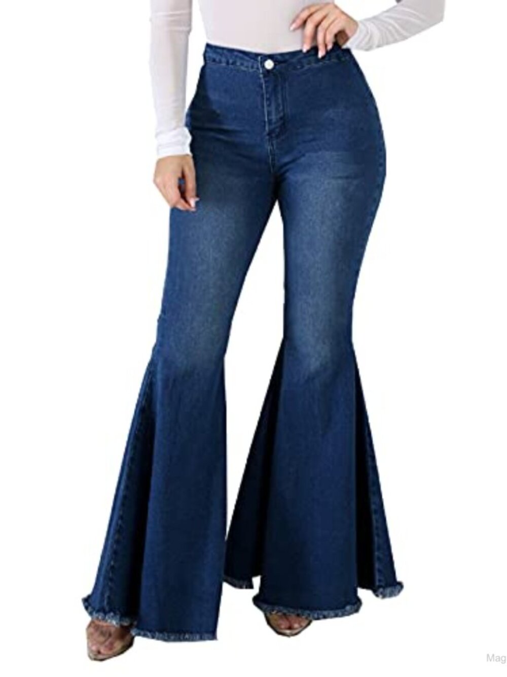 High Waisted Stretchy Ripped Flare Bell Bottom Jeans